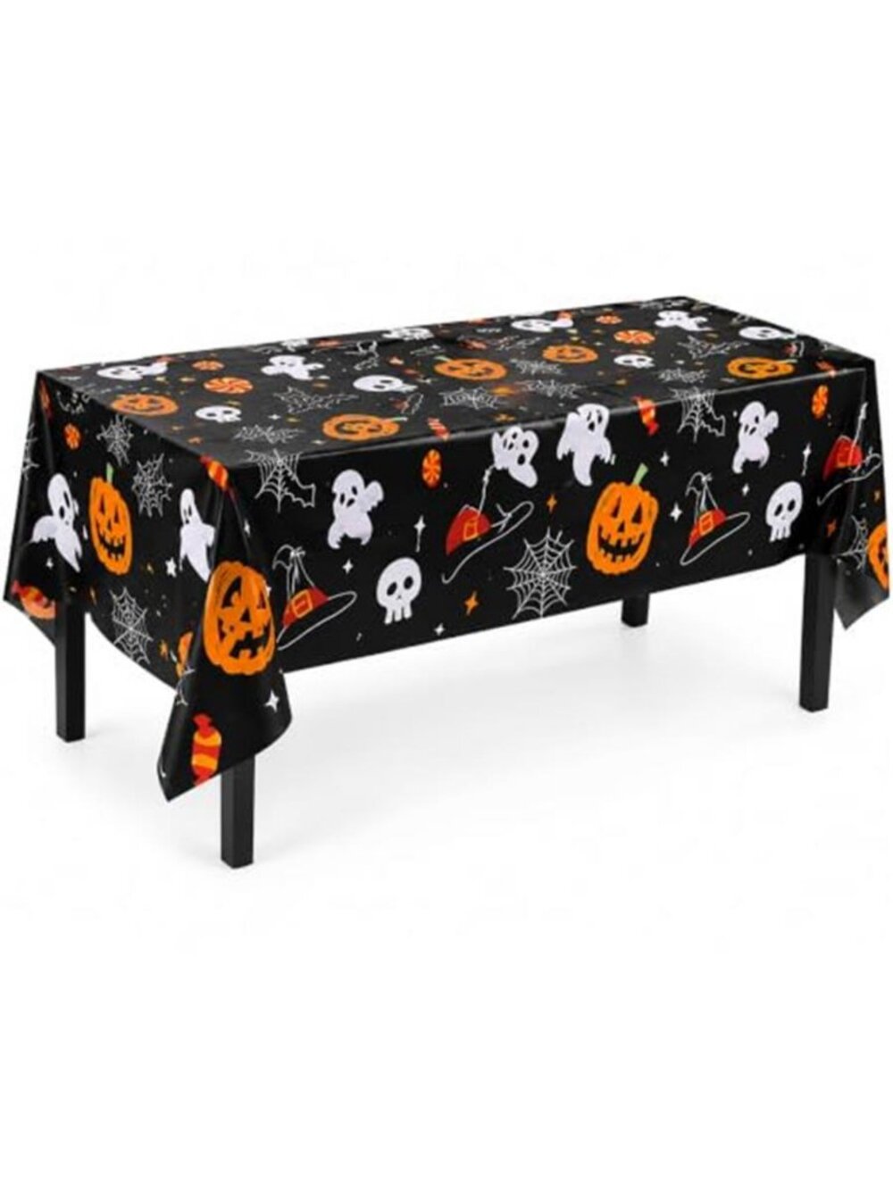 Halloween Tablecloth 54 x 108 Inch, Halloween Table Cloth with Pumpkin Ghost
